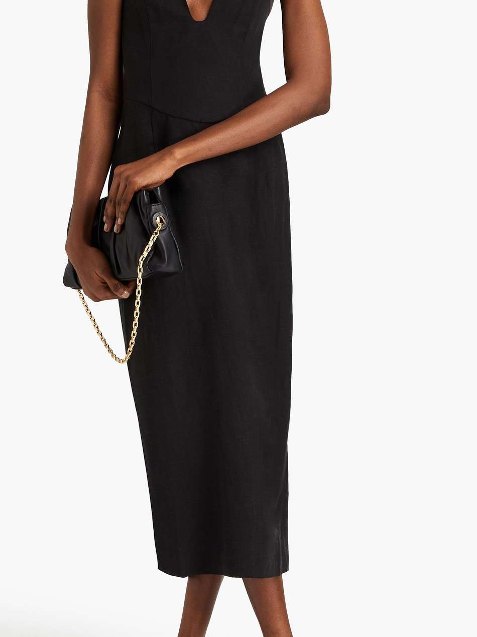 isla strapless tencel™and linen-blend midi dress