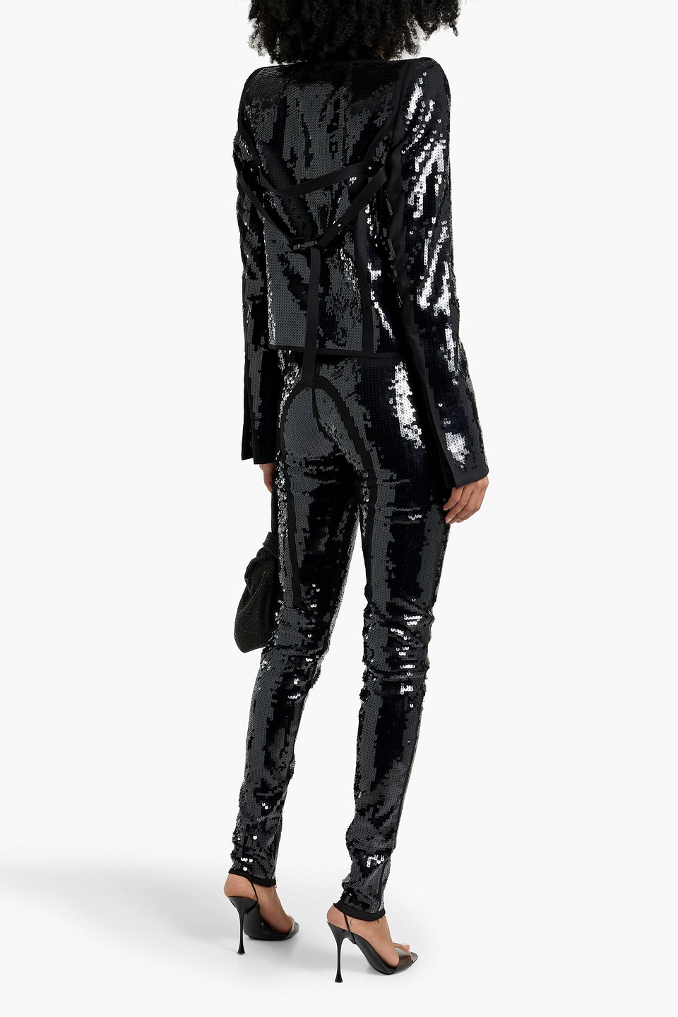 Shop Rick Owens Sequined High-rise Skinny Jeans In Black