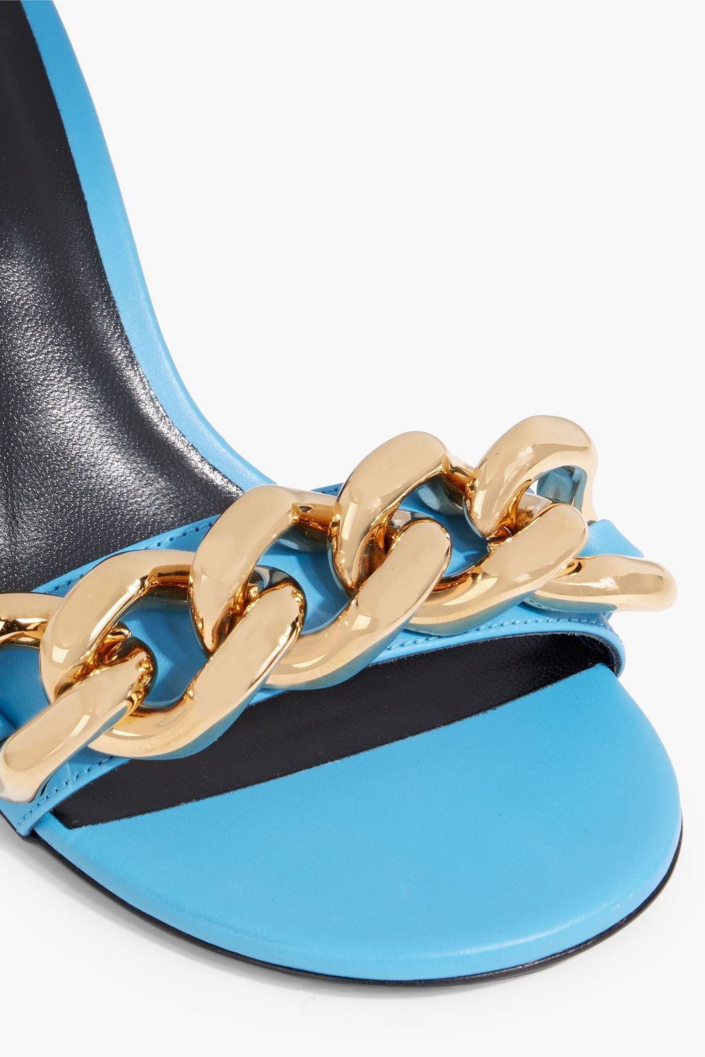 VERSACE Chain-embellished leather mules
