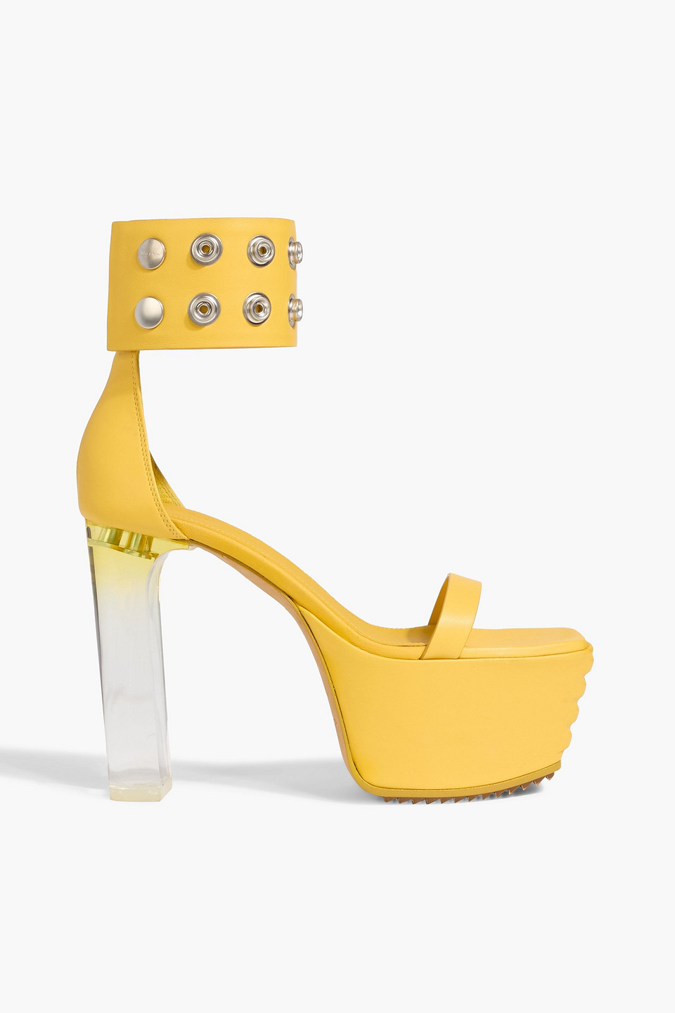 rick owens - minimal grill embellished pvc and leather platform sandals - yellow - eu 36