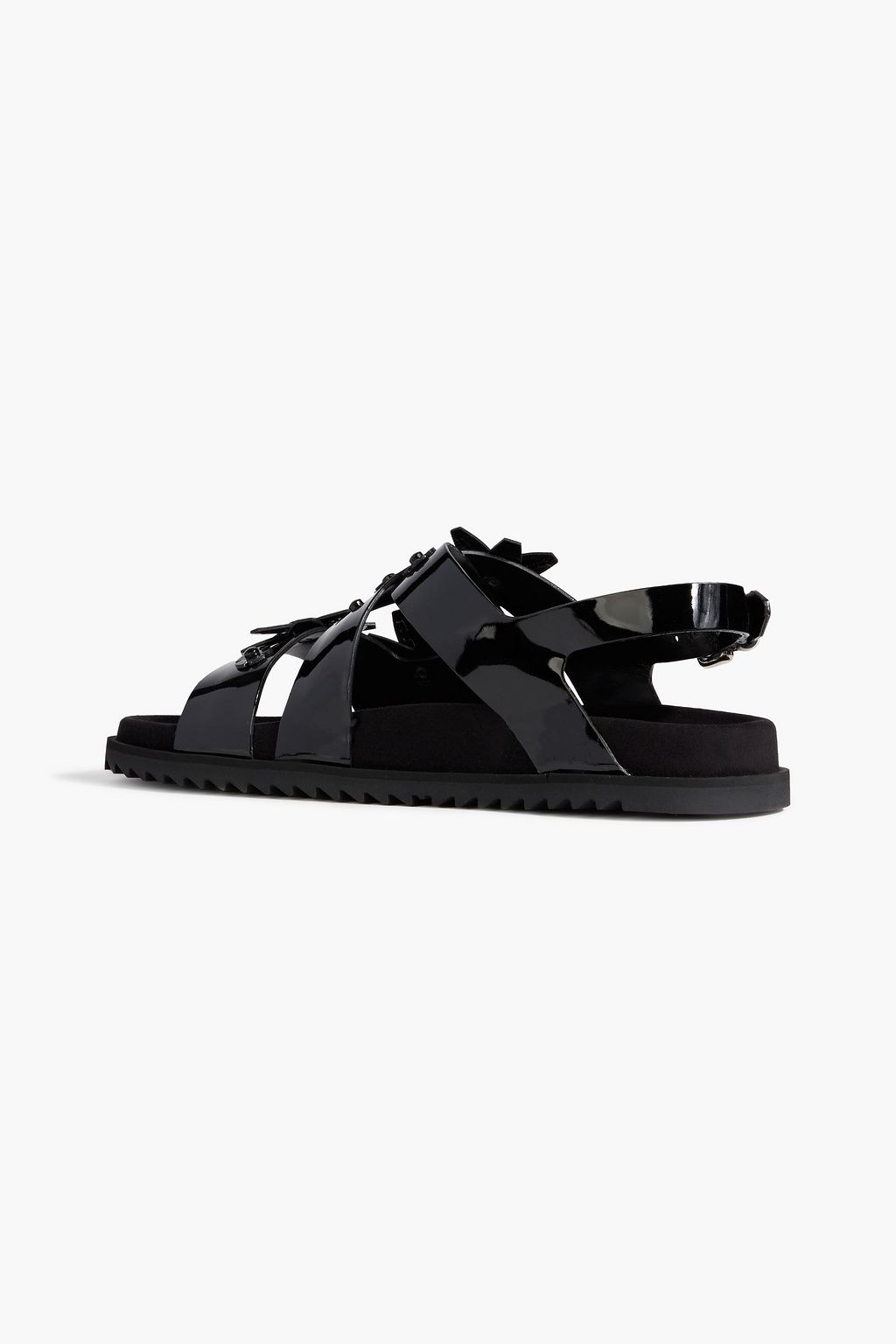 TOD'S Studded laser-cut patent-leather slingback sandals