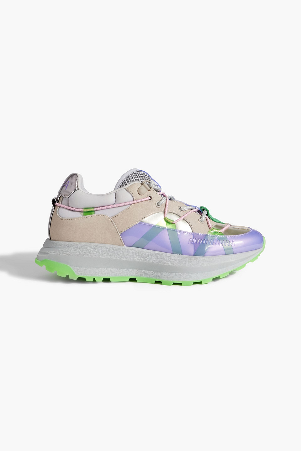 Stine Goya Apollo 1811 Tech Runner Metallic Leather, Nubuck And Pvc Sneakers In Stone