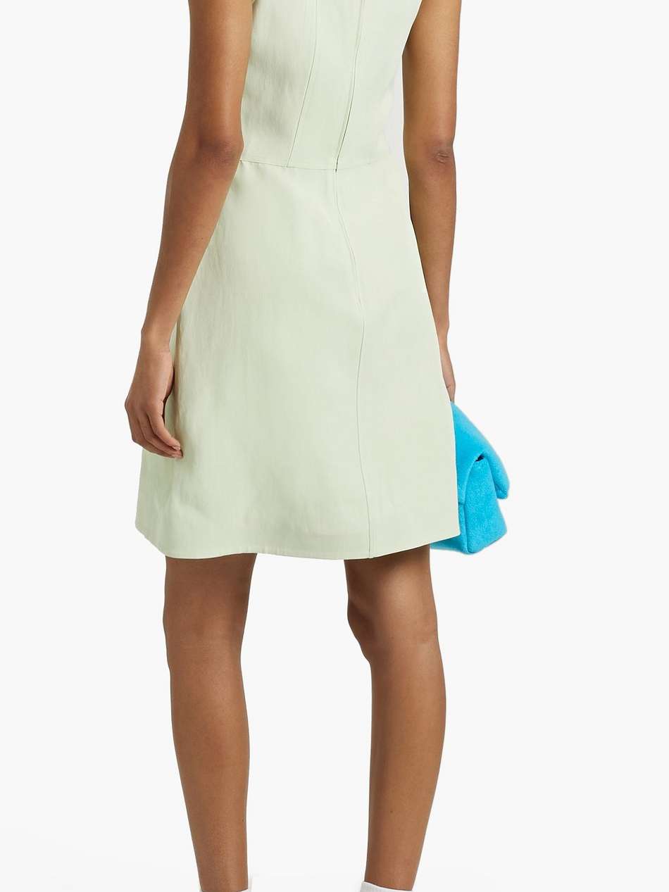 wrap-effect canvas mini dress