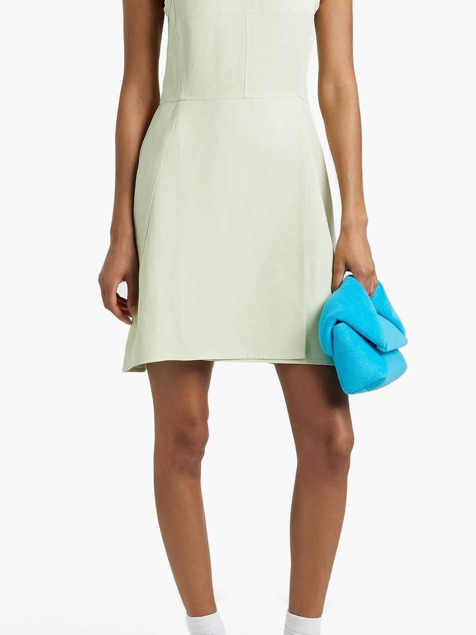 wrap-effect canvas mini dress