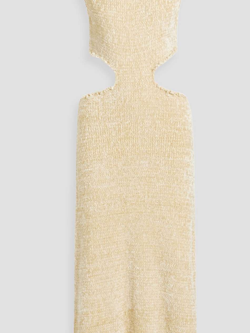 cutout frayed silk and cotton-blend midi dress