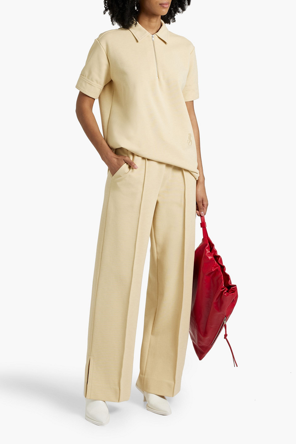 Jil Sander Ponte Wide-leg Pants In Pastel Yellow