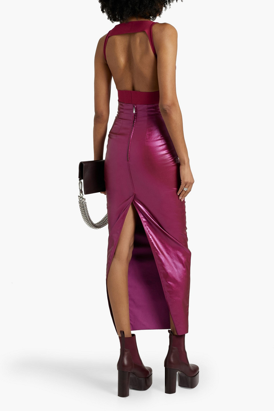 Shop Rick Owens Cropped Cutout Knitted Top In Magenta