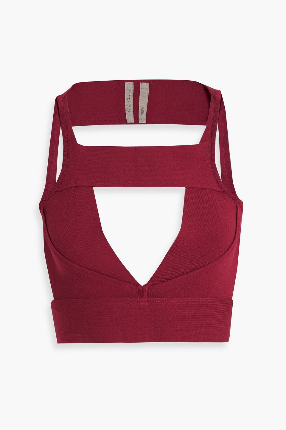 Rick Owens Edfu V-neckline Cropped Top With Cut Out Detailing In Red