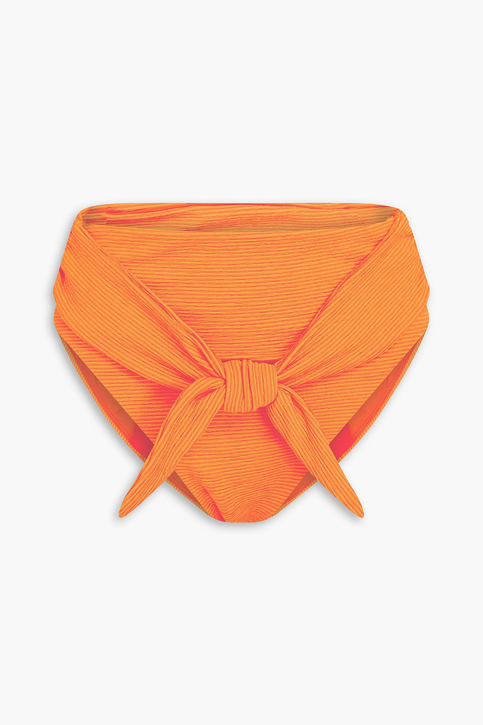 Mara Hoffman Goldie Ribbed Knotted High-rise Bikini Briefs In Orange