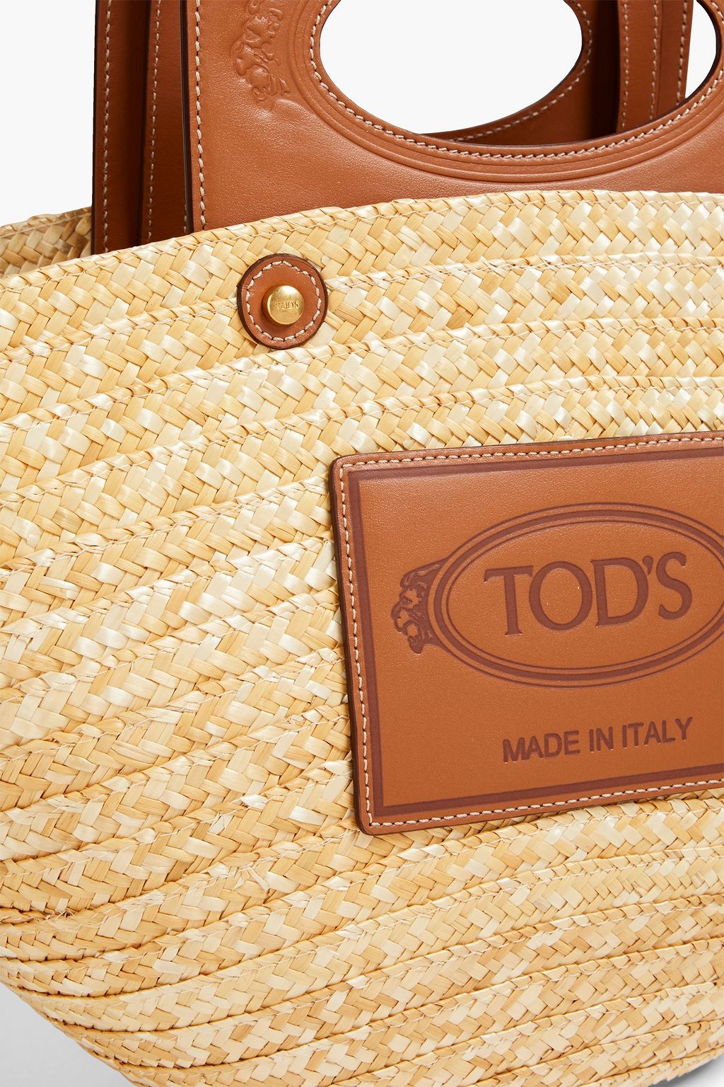 TOD'S Tote Bag aus Stroh mit Lederbesatz