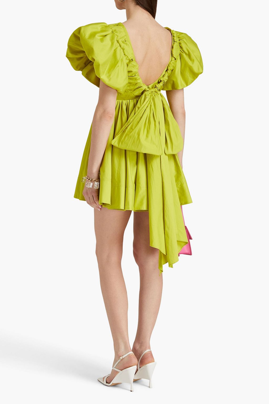 AJE. Gretta bow-detailed cotton-poplin mini dress