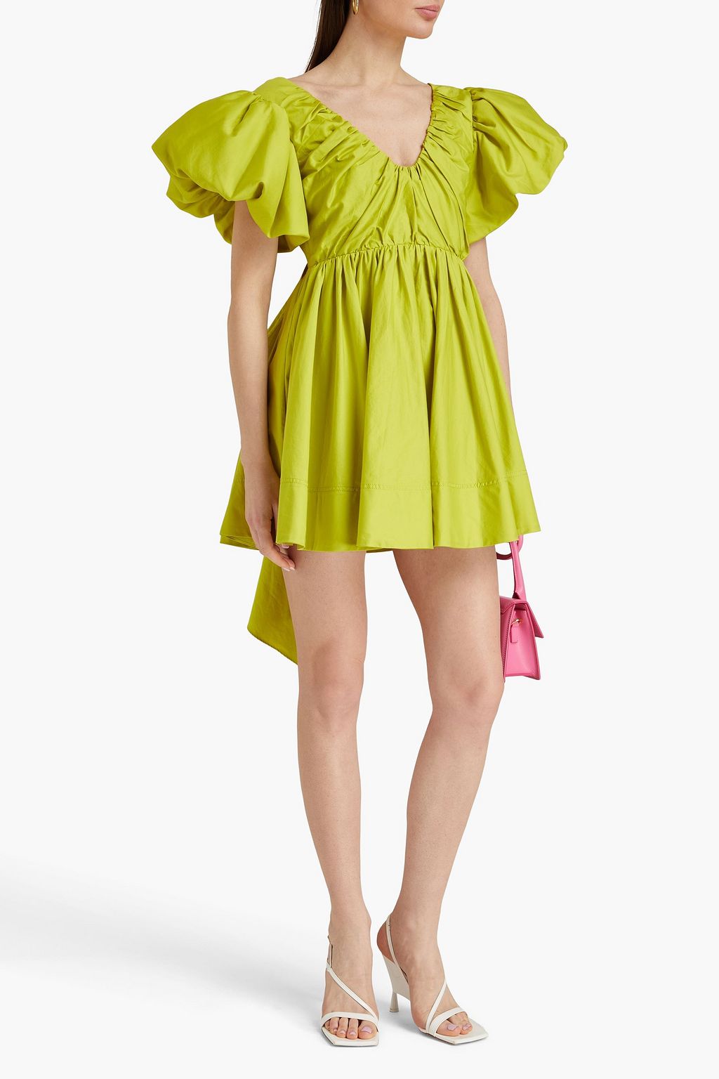 AJE. Gretta bow-detailed cotton-poplin mini dress