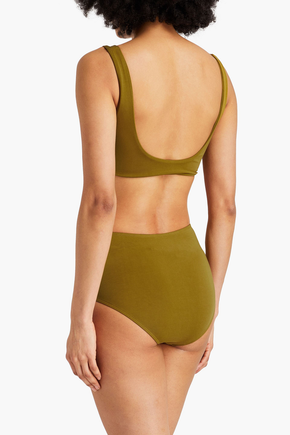 Shop Mara Hoffman Lira Stretch-tencel™ Bikini Top In Army Green