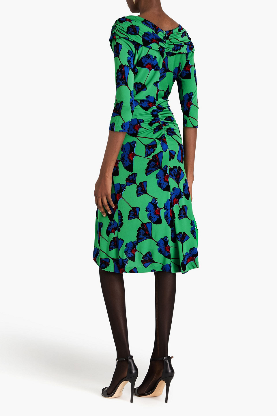 Diane Von Furstenberg Jim Printed Jersey Mini Dress In Leaf Green