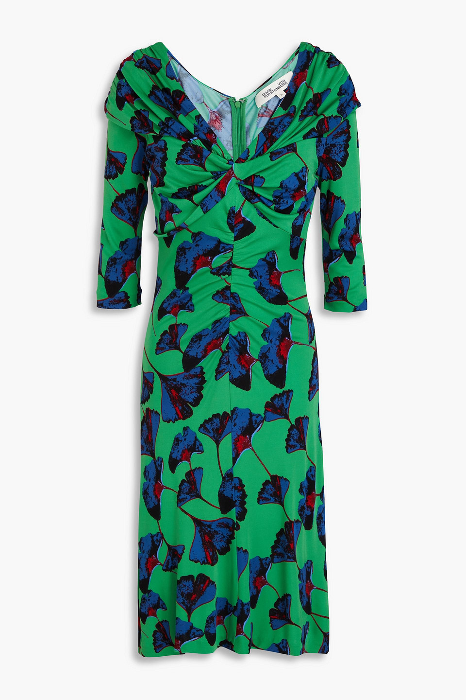 Diane Von Furstenberg Jim Printed Jersey Mini Dress In Leaf Green