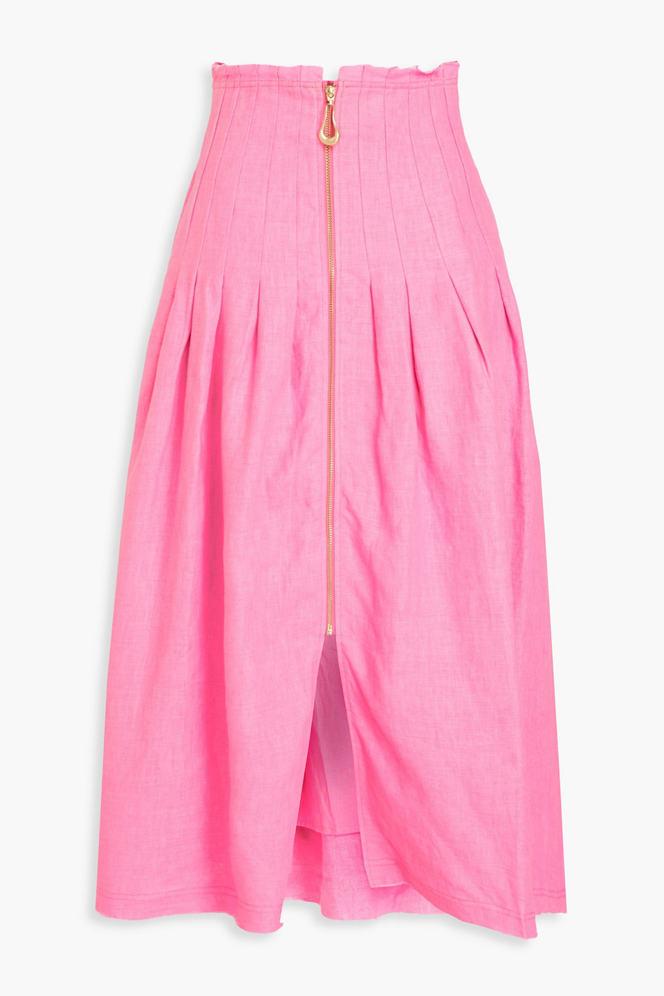 Aje Charme Pleated Linen Midi Skirt In Pink