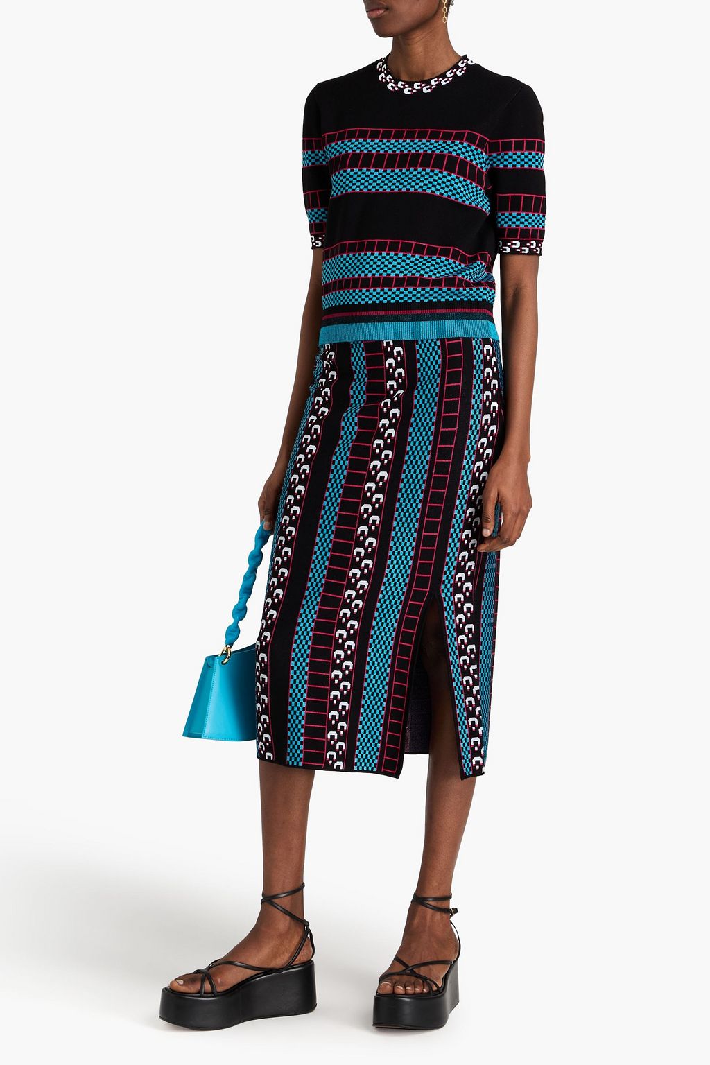 DIANE VON FURSTENBERG 자카드 니트 탑
