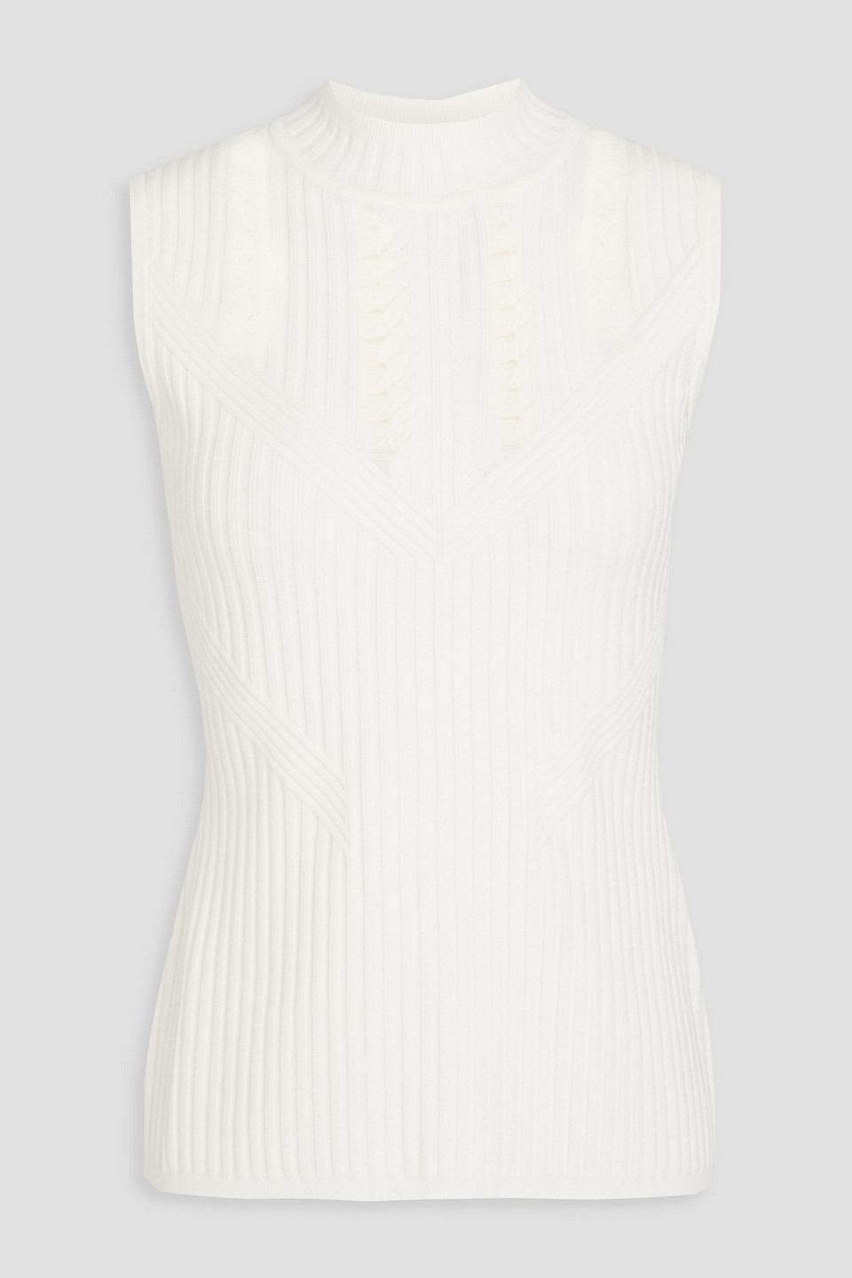 Diane Von Furstenberg Viviane Cable-knit Turtleneck Top In Ivory