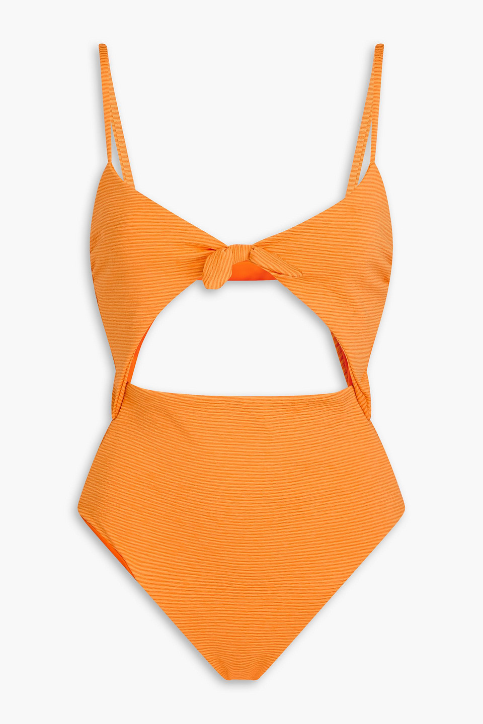 Mara Hoffman Kia Gerippter Badeanzug Mit Cut-outs Und Knotendetail In Orange