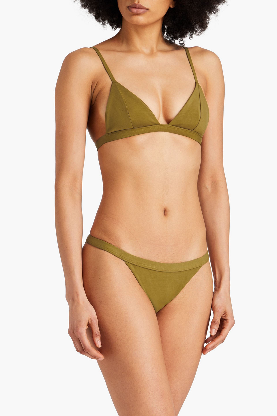 Shop Mara Hoffman Astrid Triangle Bikini Top In Army Green