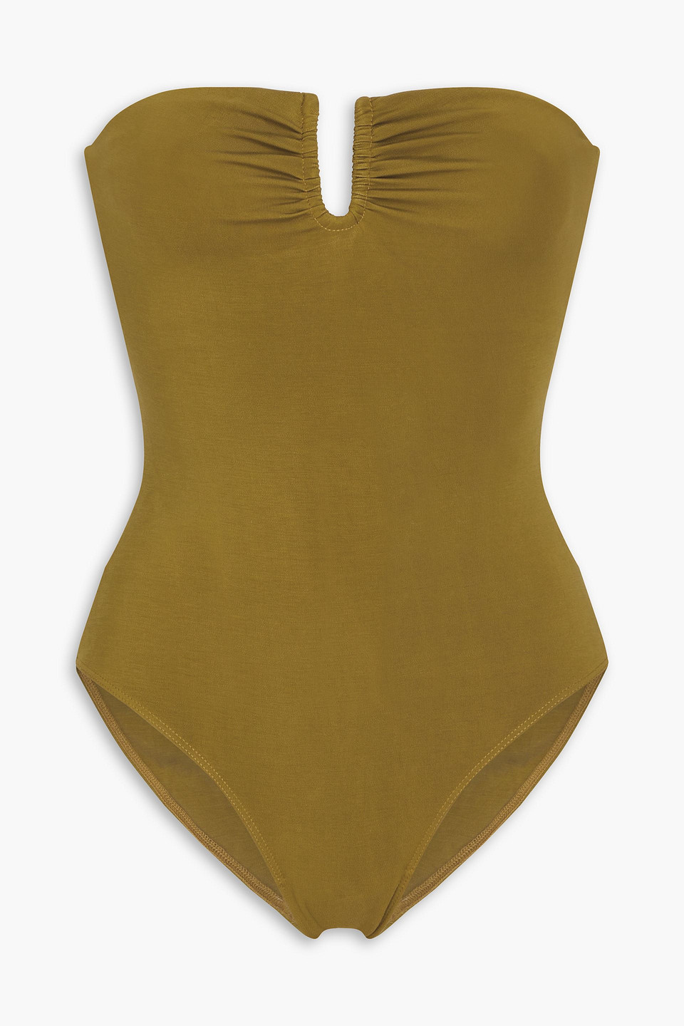 Mara Hoffman Lucia Stretch-tencel™ Bandeau Swimsuit In Army Green