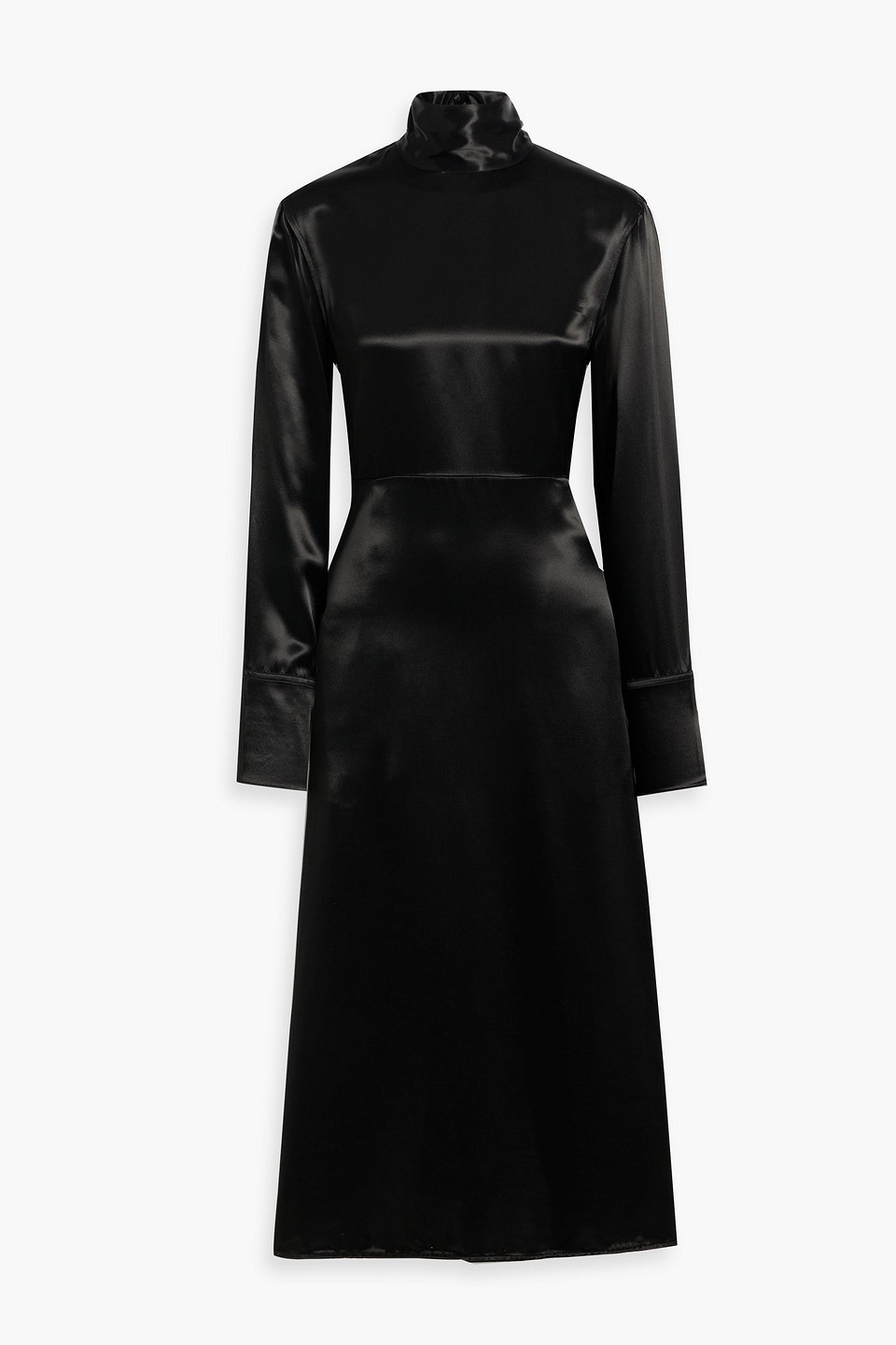 Jil Sander Tie-detailed Satin Midi Dress In Black