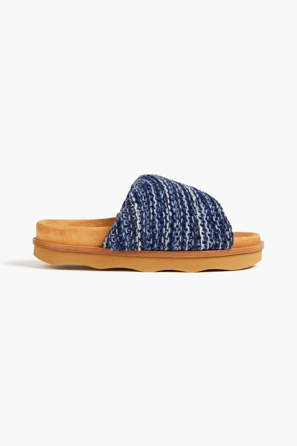 Chloé Wavy Cashmere Slides In Marineblau