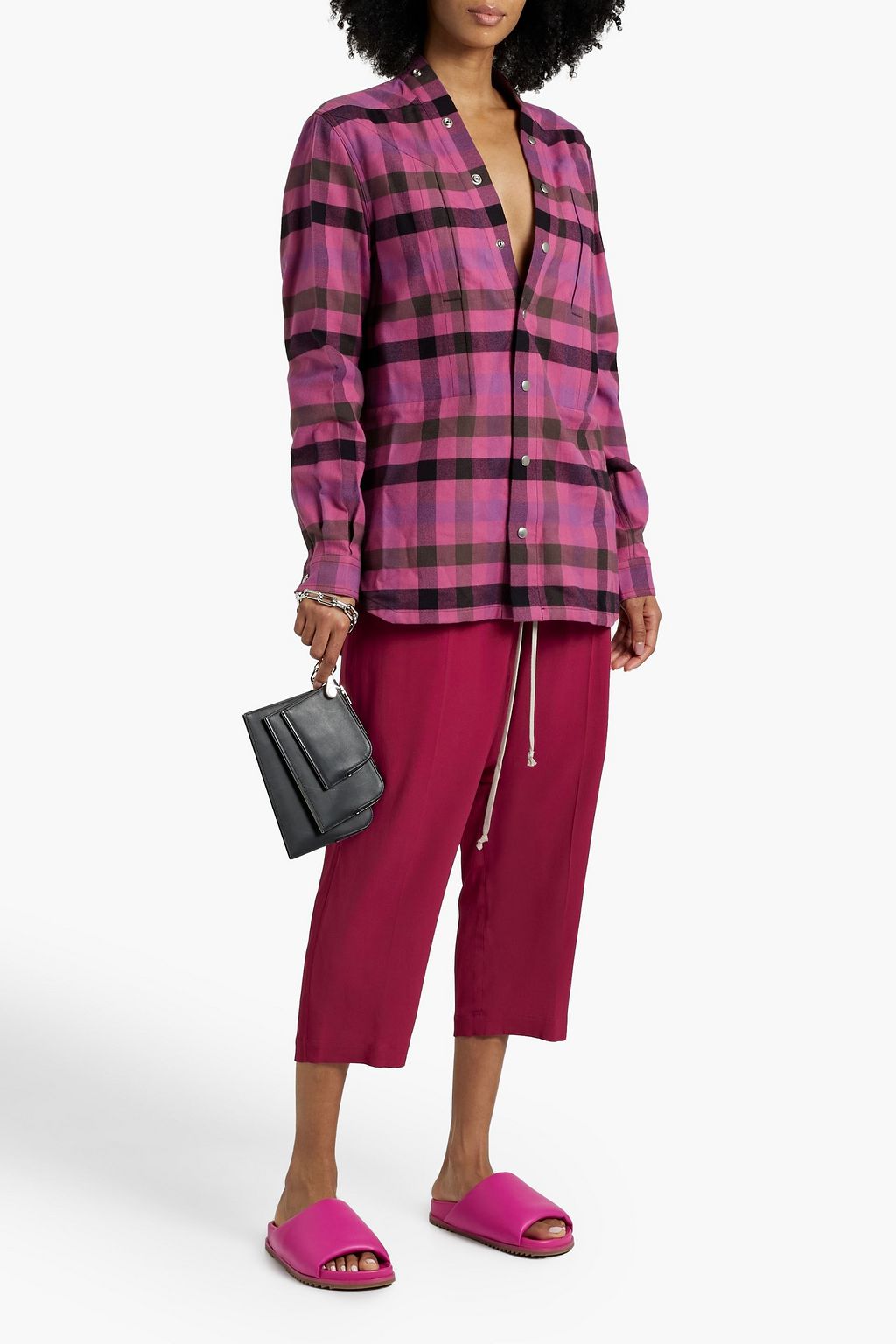 RICK OWENS Checked cotton-flannel shirt