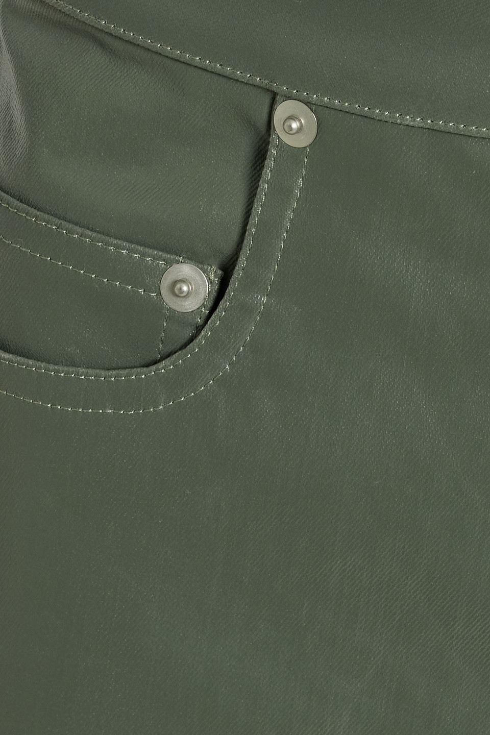 Rick Owens Lido Coated Denim Mini Skirt In Grey Green