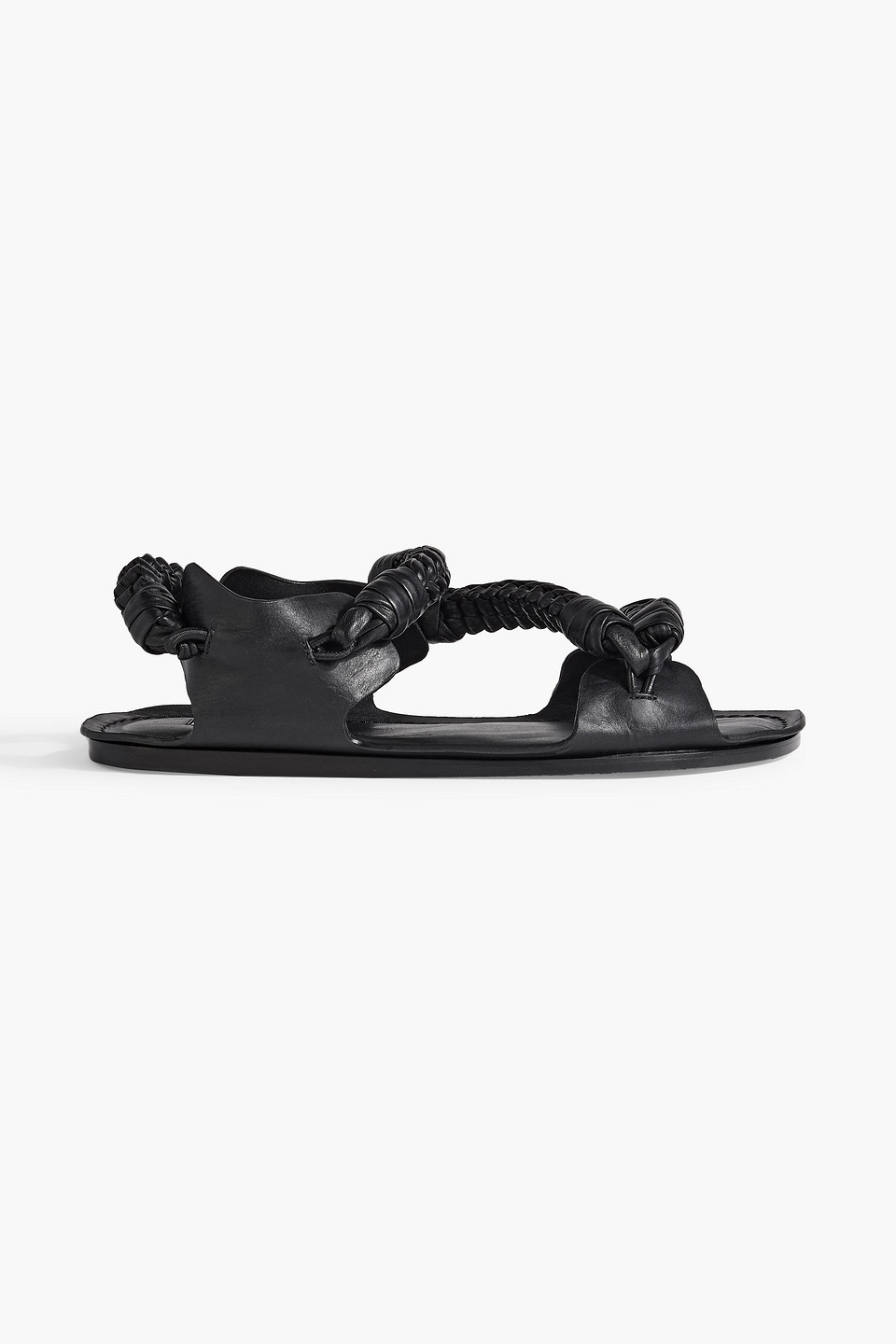 Jil Sander Braided Leather Sandals In Black