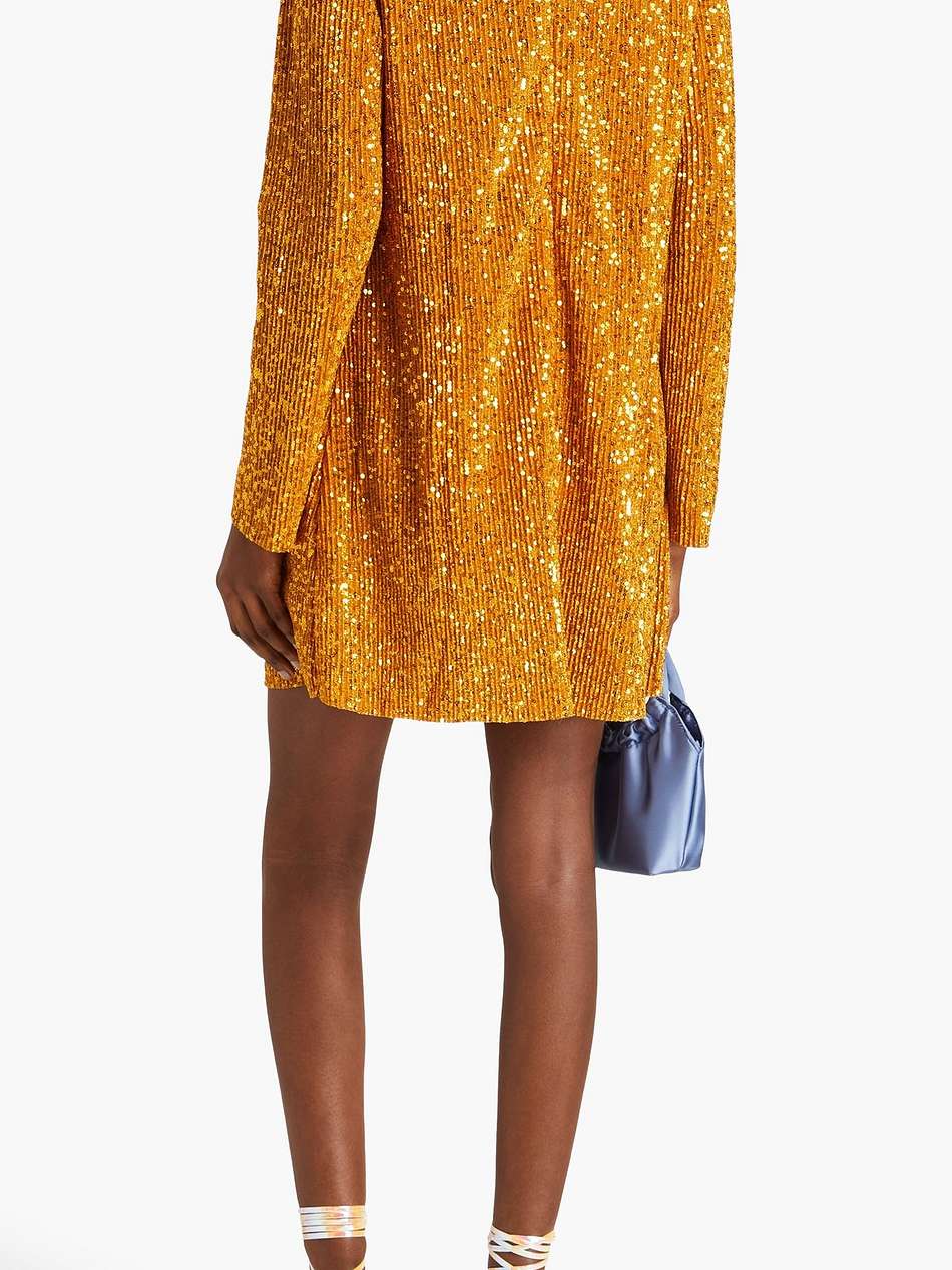 odis sequined plissé-jersey mini dress
