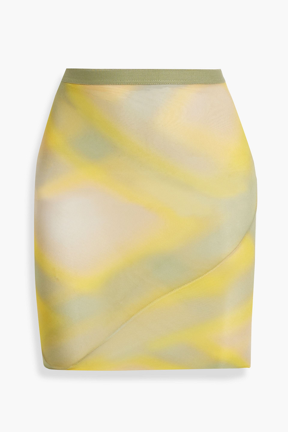 Rick Owens Printed Cupro Stretch-mesh Mini Skirt In Yellow