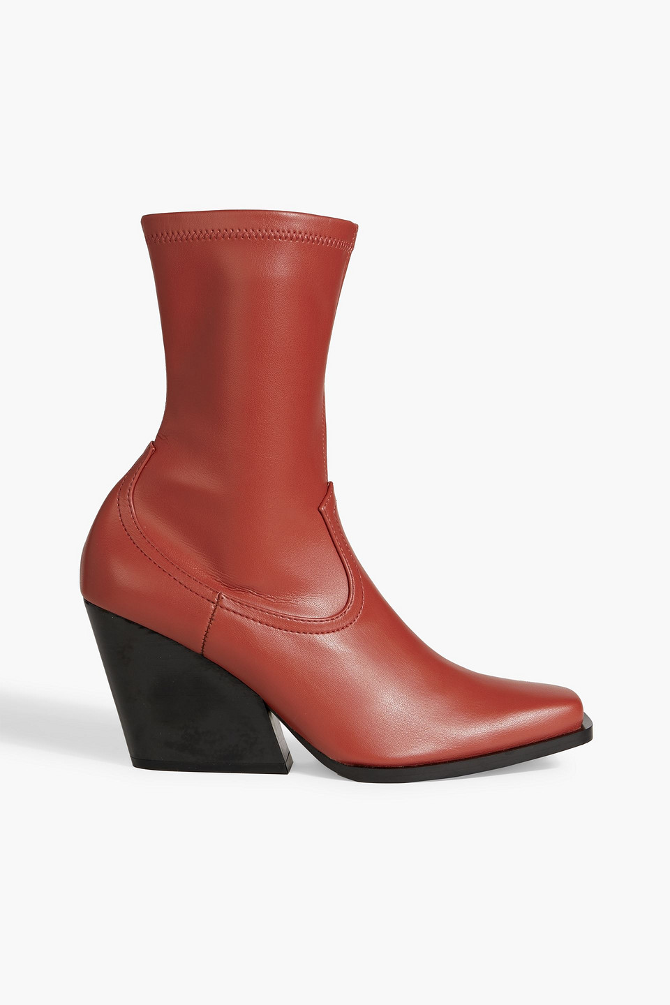 Stella Mccartney Cowboy Stretch Square Toe Boots In Brick