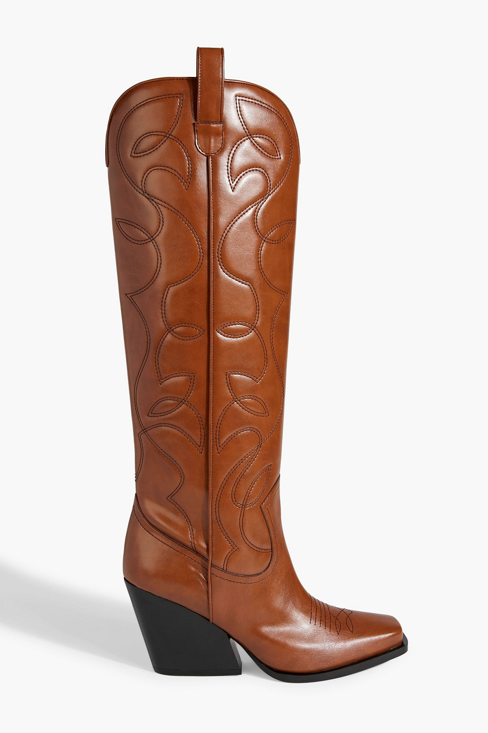 Shop Stella Mccartney Cowboy Faux Leather Boots In Tan