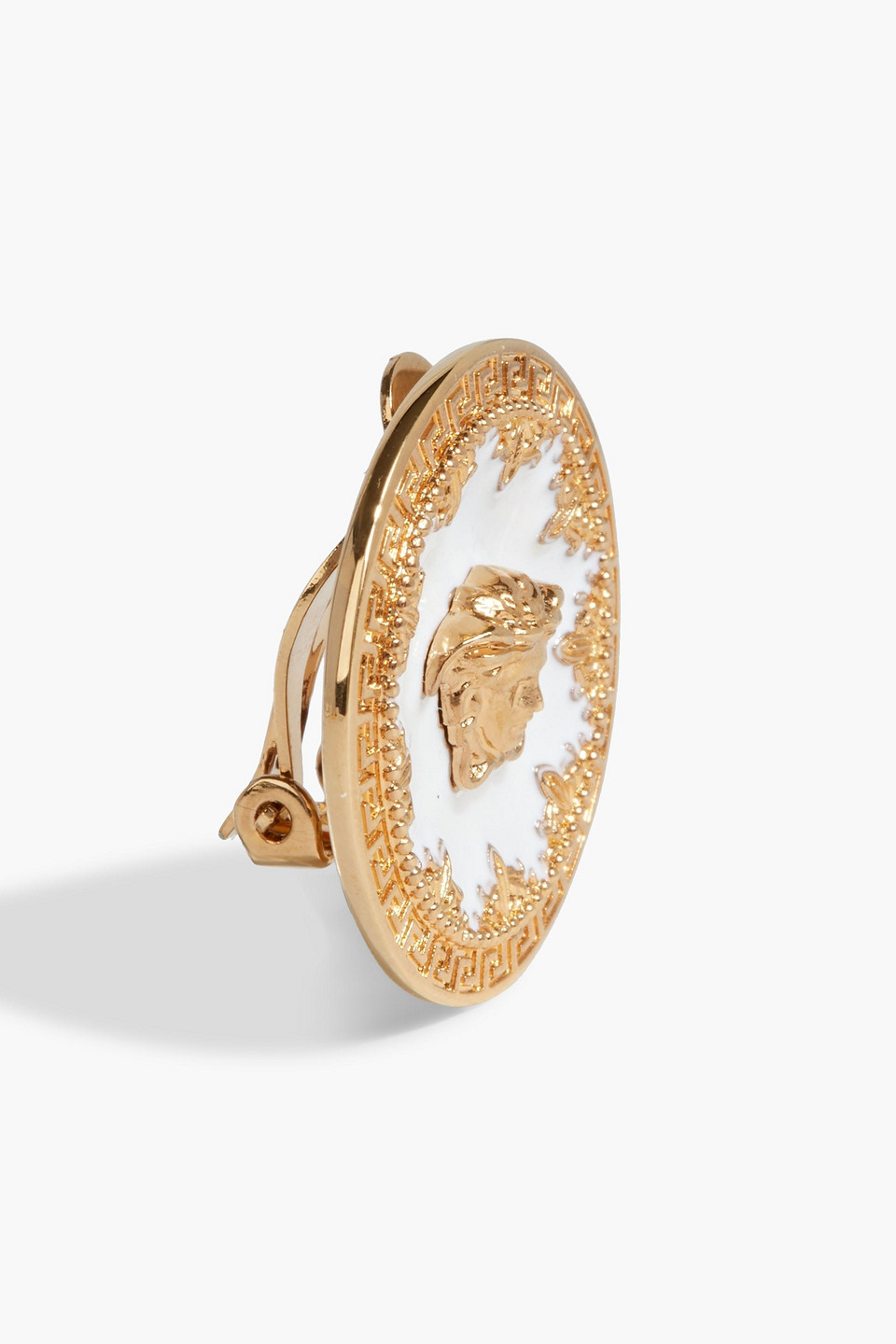 Shop Versace Medusa Gold-tone Enamel Clip Earrings