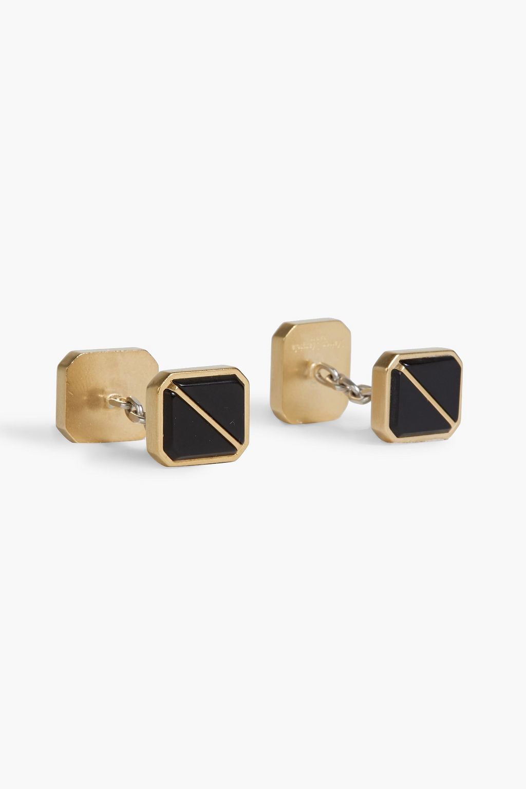 Gold and silver tone resin cufflinks black One Size