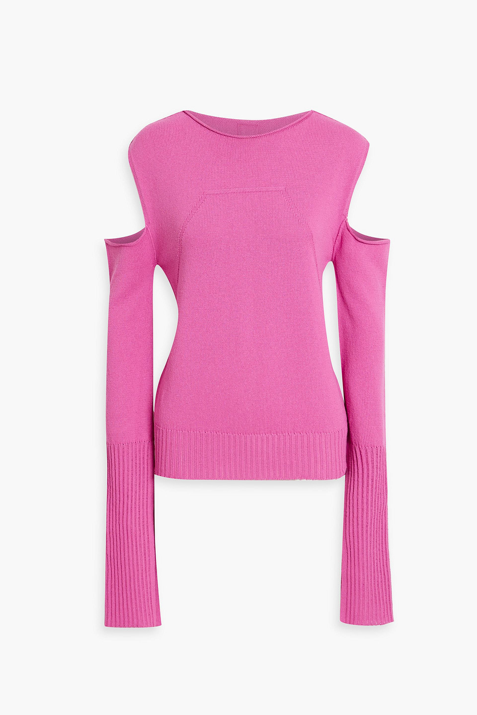 Rick Owens Cold-shoulder Cotton Sweater In Bright Pink