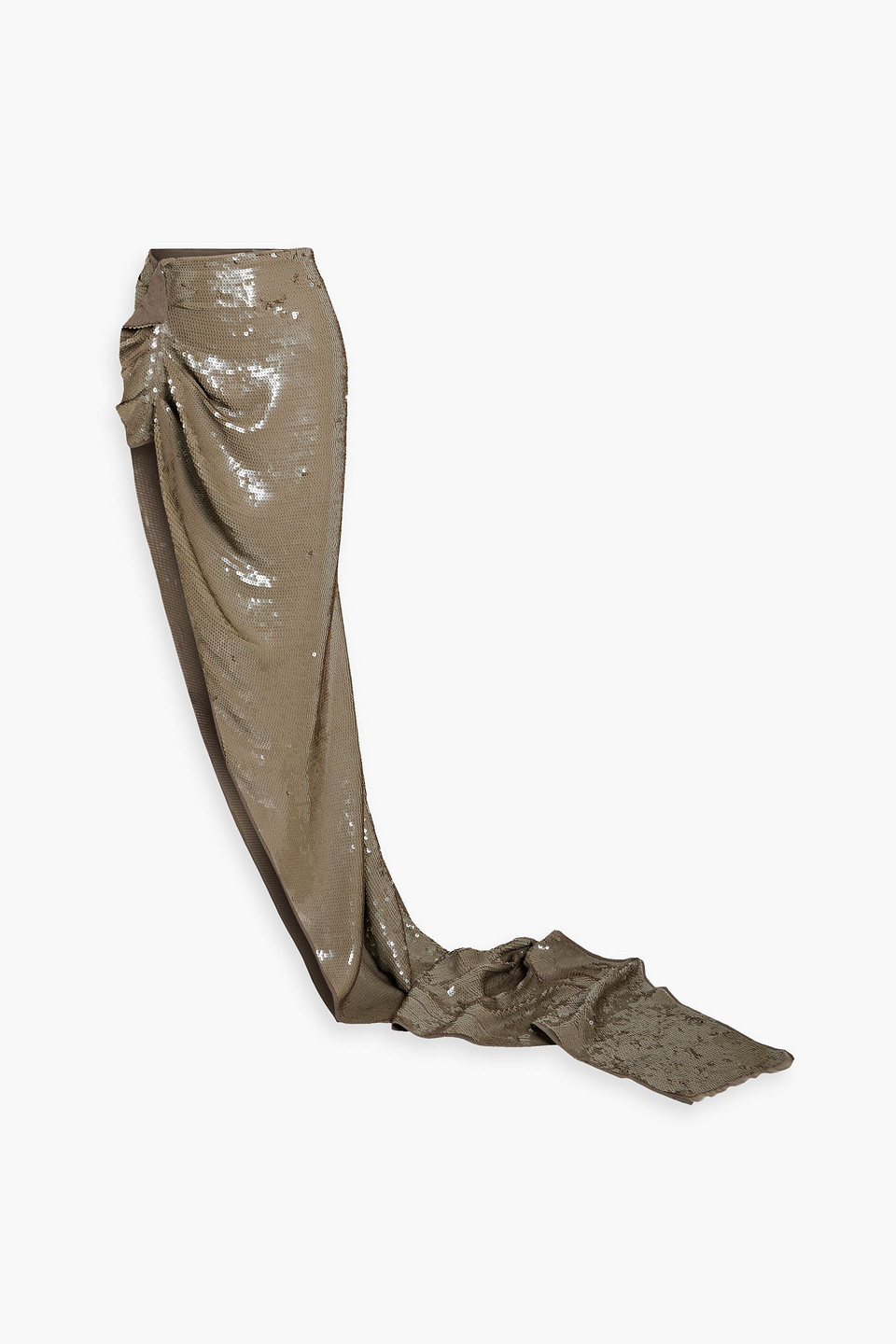 Rick Owens Asymmetric Sequined Chiffon Skirt In Grey Green