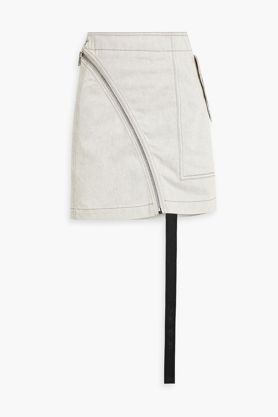 Rick Owens Aircut Zip-detailed Denim Mini Skirt In Stone