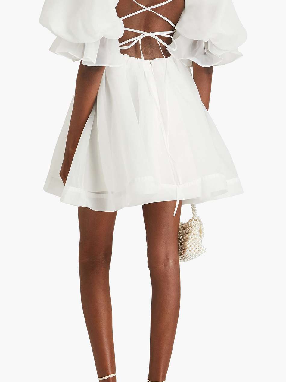 astrid plissé-organza mini dress