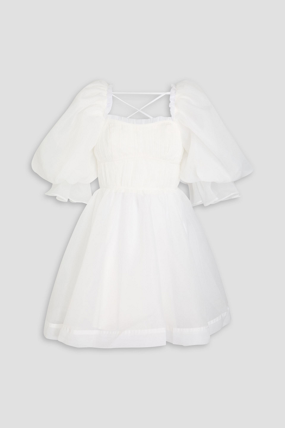 Aje Astrid Plissé-organza Mini Dress In Off-white