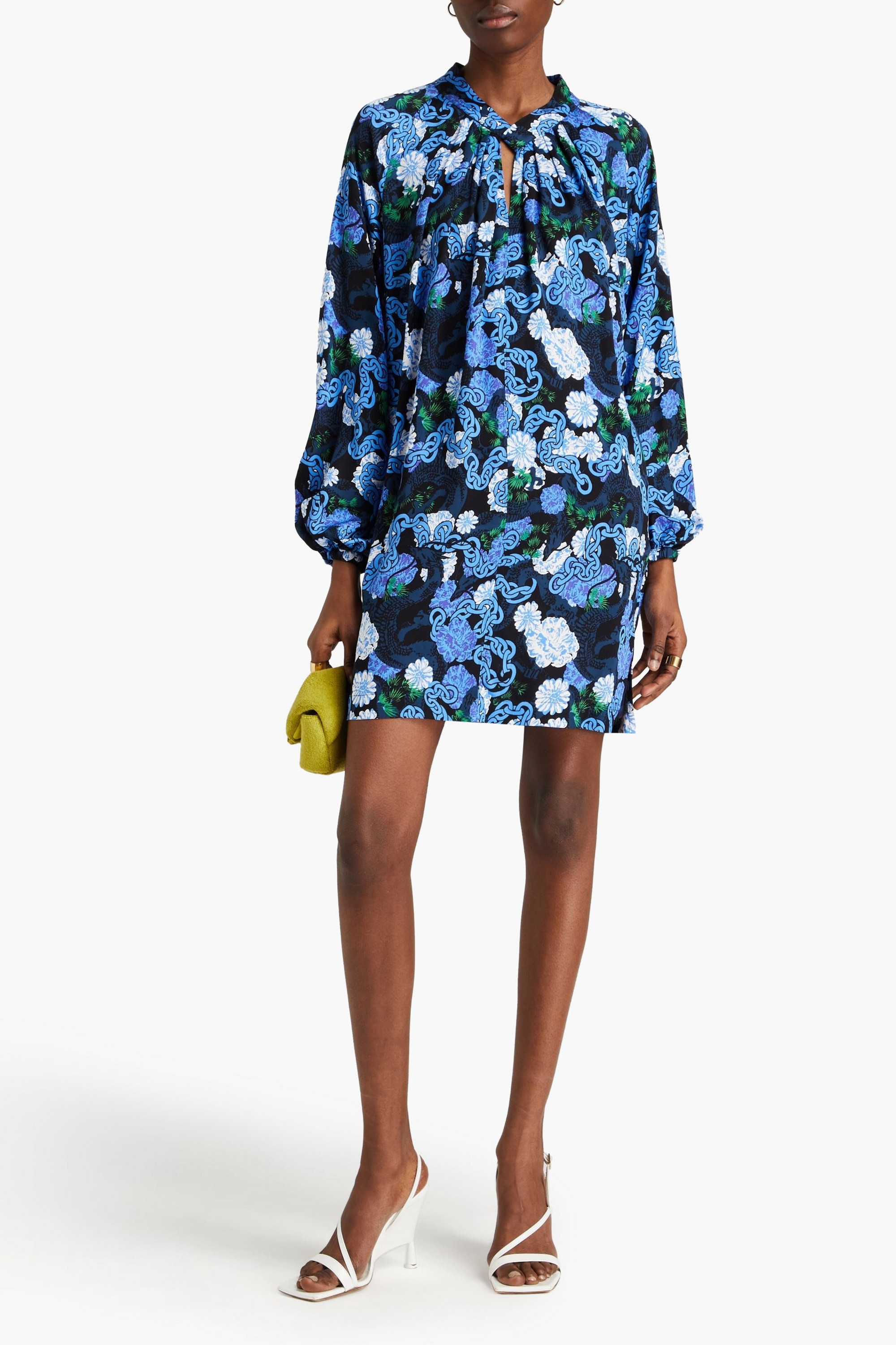 Diane von Furstenberg Silka cutout printed crepe mini dress