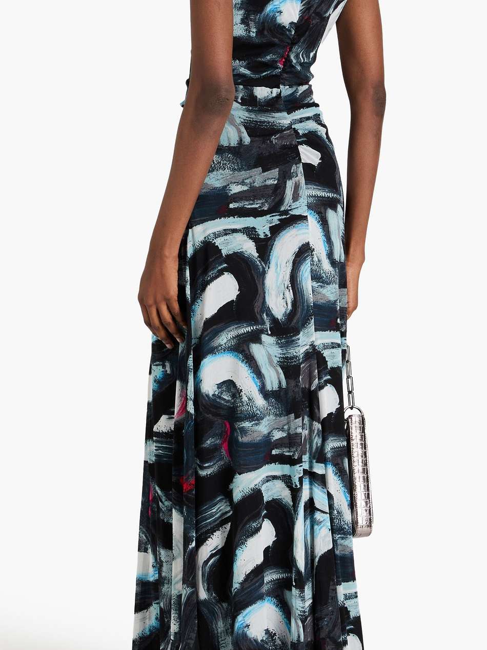 solveigh reversible printed stretch-mesh maxi dress