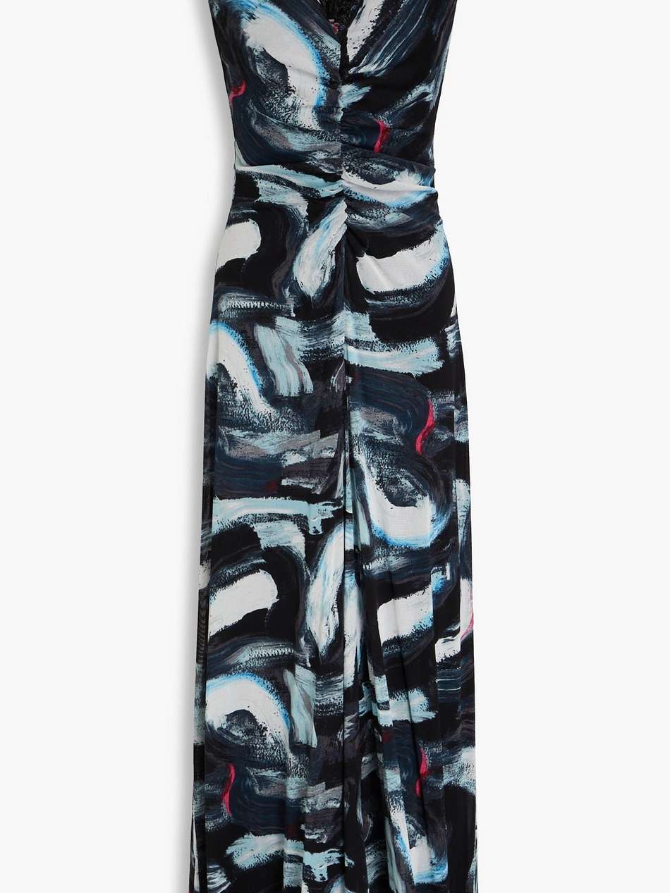solveigh reversible printed stretch-mesh maxi dress