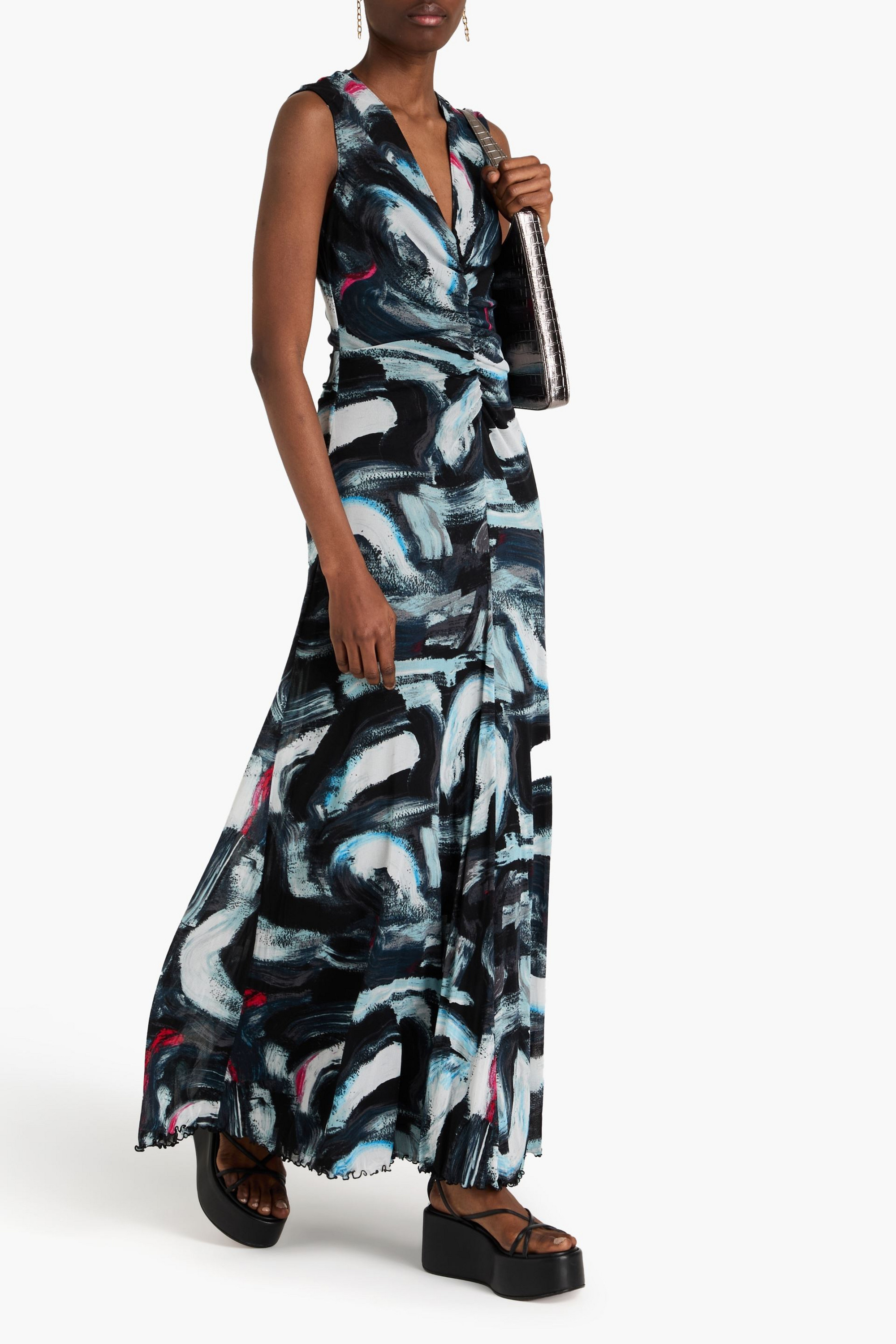 Diane von Furstenberg Solveigh reversible printed stretch-mesh maxi dress