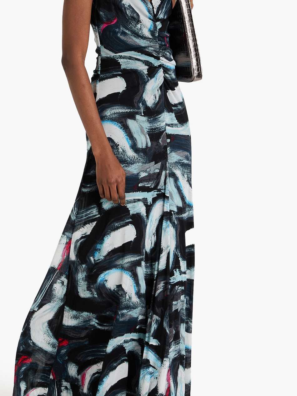 solveigh reversible printed stretch-mesh maxi dress