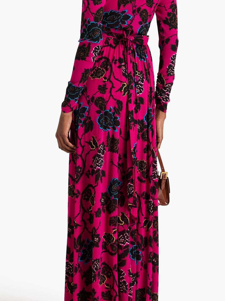 anne floral-print stretch-mesh maxi dress