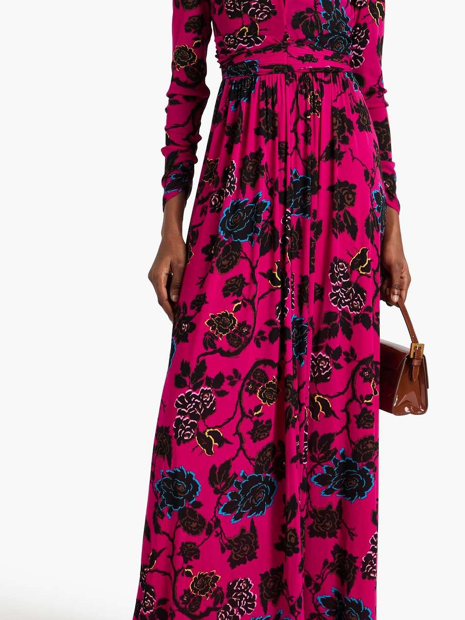 anne floral-print stretch-mesh maxi dress