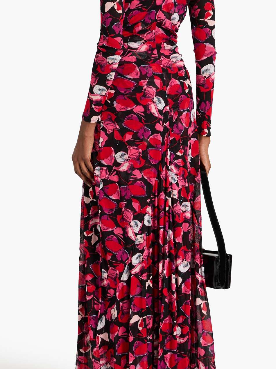 adara floral-print mesh maxi dress