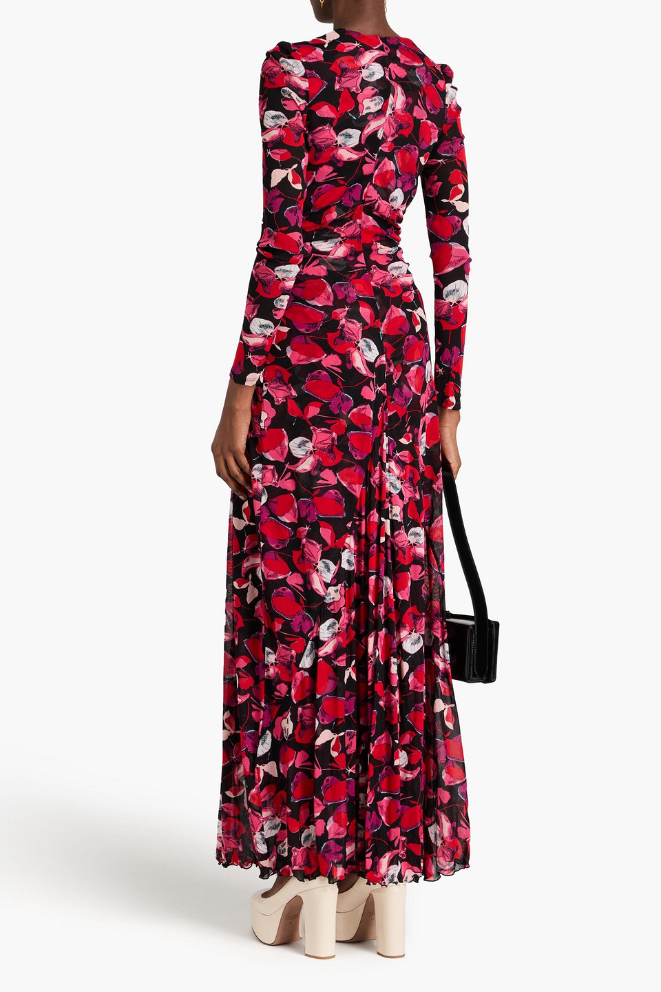 Diane Von Furstenberg Adara Floral Long Sleeve Maxi Dress In Red